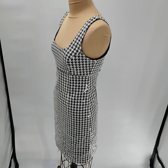 Bailey Embellished Houndstooth Knit Mini Dress sequin texture checkered mini - Picture 6 of 16